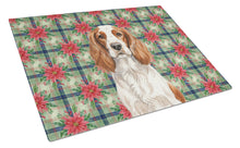 Load image into Gallery viewer, Welsh Springer Spaniel Christmas PoinsettIas Glass Cutting Board
