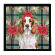 Load image into Gallery viewer, Welsh Springer Spaniel Christmas PoinsettIas Framed Metal Print