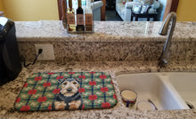 Load image into Gallery viewer, Welsh Terrier Christmas PoinsettIas Dish Drying Mat
