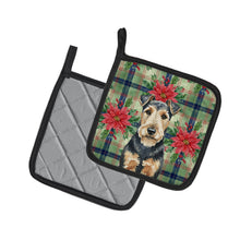 Load image into Gallery viewer, Welsh Terrier Christmas PoinsettIas Pair of Pot Holders
