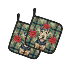 Load image into Gallery viewer, Welsh Terrier Christmas PoinsettIas Pair of Pot Holders