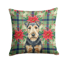 Load image into Gallery viewer, Welsh Terrier Christmas PoinsettIas Throw Pillow