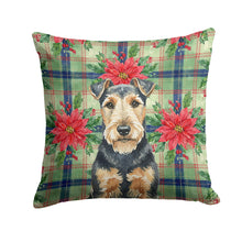 Load image into Gallery viewer, Welsh Terrier Christmas PoinsettIas Throw Pillow