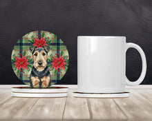 Load image into Gallery viewer, Welsh Terrier Christmas PoinsettIas Large Sandstone Coasters Pack of 4