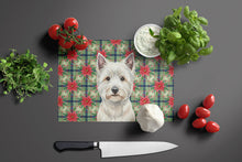 Load image into Gallery viewer, Westie Christmas PoinsettIas Glass Cutting Board