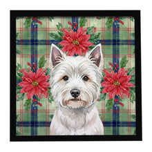 Load image into Gallery viewer, Westie Christmas PoinsettIas Framed Metal Print