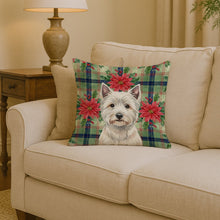 Load image into Gallery viewer, Westie Christmas PoinsettIas Throw Pillow