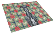 Load image into Gallery viewer, Black Whippet Christmas PoinsettIas Glass Cutting Board