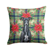 Load image into Gallery viewer, Black Whippet Christmas PoinsettIas Throw Pillow