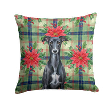 Load image into Gallery viewer, Black Whippet Christmas PoinsettIas Throw Pillow