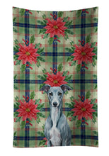 Load image into Gallery viewer, Blue Whippet Christmas PoinsettIas Kitchen Towel