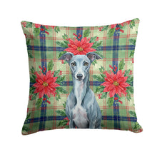 Load image into Gallery viewer, Blue Whippet Christmas PoinsettIas Throw Pillow
