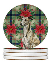 Load image into Gallery viewer, Brindle Whippet Christmas PoinsettIas Large Sandstone Coasters Pack of 4
