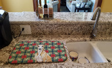Load image into Gallery viewer, Fawn Whippet Christmas PoinsettIas Dish Drying Mat