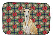 Load image into Gallery viewer, Fawn Whippet Christmas PoinsettIas Dish Drying Mat