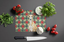 Load image into Gallery viewer, Fawn Whippet Christmas PoinsettIas Glass Cutting Board