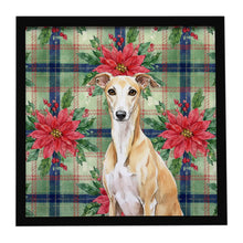 Load image into Gallery viewer, Fawn Whippet Christmas PoinsettIas Framed Metal Print