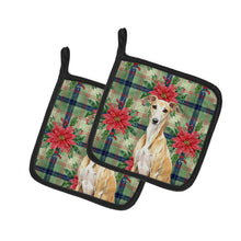 Load image into Gallery viewer, Fawn Whippet Christmas PoinsettIas Pair of Pot Holders