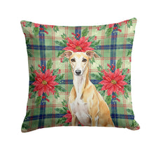Load image into Gallery viewer, Fawn Whippet Christmas PoinsettIas Throw Pillow