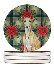 Load image into Gallery viewer, Fawn Whippet Christmas PoinsettIas Large Sandstone Coasters Pack of 4