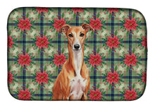 Load image into Gallery viewer, Red Whippet Christmas PoinsettIas Dish Drying Mat