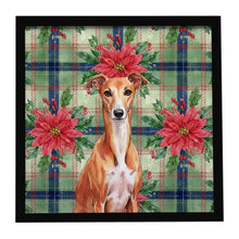 Load image into Gallery viewer, Red Whippet Christmas PoinsettIas Framed Metal Print