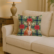 Load image into Gallery viewer, Red Whippet Christmas PoinsettIas Throw Pillow