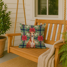 Load image into Gallery viewer, Red Whippet Christmas PoinsettIas Throw Pillow