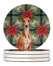 Load image into Gallery viewer, Red Whippet Christmas PoinsettIas Large Sandstone Coasters Pack of 4