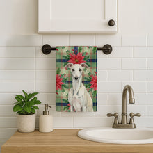 Load image into Gallery viewer, White Whippet Christmas PoinsettIas Kitchen Towel