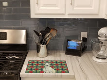 Load image into Gallery viewer, White Whippet Christmas PoinsettIas Glass Cutting Board