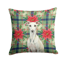 Load image into Gallery viewer, White Whippet Christmas PoinsettIas Throw Pillow