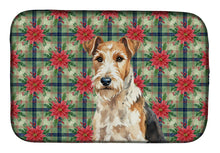 Load image into Gallery viewer, Wire Fox Terrier Christmas PoinsettIas Dish Drying Mat