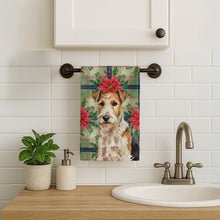 Load image into Gallery viewer, Wire Fox Terrier Christmas PoinsettIas Kitchen Towel