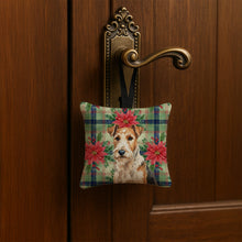 Load image into Gallery viewer, Wire Fox Terrier Christmas PoinsettIas Hanging Square Fabric Ornament 3.5 x 3.5