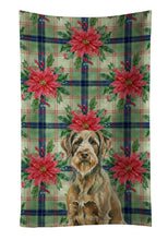Load image into Gallery viewer, Chestnut Wirehaired Pointing Griffon Christmas PoinsettIas Kitchen Towel