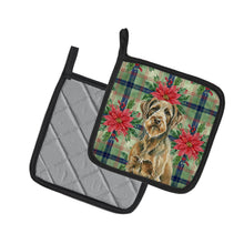 Load image into Gallery viewer, Chestnut Wirehaired Pointing Griffon Christmas PoinsettIas Pair of Pot Holders