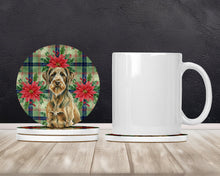 Load image into Gallery viewer, Chestnut Wirehaired Pointing Griffon Christmas PoinsettIas Large Sandstone Coasters Pack of 4
