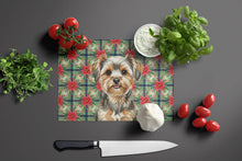 Load image into Gallery viewer, Yorkiepoo Christmas PoinsettIas Glass Cutting Board