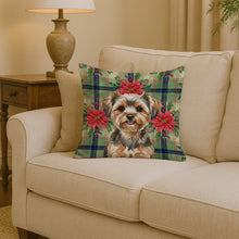 Load image into Gallery viewer, Yorkiepoo Christmas PoinsettIas Throw Pillow