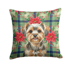 Load image into Gallery viewer, Yorkiepoo Christmas PoinsettIas Throw Pillow