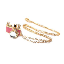 Load image into Gallery viewer, Wanderlust Camera Necklace in Pink and Gold