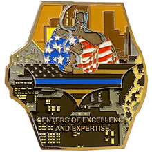 Load image into Gallery viewer, DL7-16 Bat Thin Blue Line Watch CBP Officer Import Specialist Trade Enforcement Challenge Coin