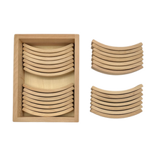 Load image into Gallery viewer, **Pre-order (Ships in 2-3 Weeks)**28 Pcs Mini Curved Natural Wooden Building Blocks with Storage Tray