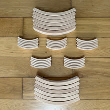Load image into Gallery viewer, **Pre-order (Ships in 2-3 Weeks)**42-Piece Combination Set – 12 Large &amp; 30 Mini Curved Natural Wooden Building Blocks