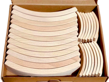 Load image into Gallery viewer, **Pre-order (Ships in 2-3 Weeks)**42-Piece Combination Set – 12 Large &amp; 30 Mini Curved Natural Wooden Building Blocks