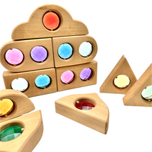 Load image into Gallery viewer, **Pre-order (Ships in 2-3 Weeks)**12 Pcs Rainbow Fairytale Window Blocks with Storage Tray