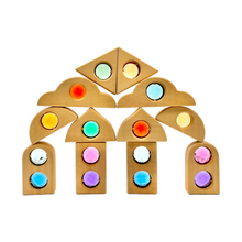 Load image into Gallery viewer, **Pre-order (Ships in 2-3 Weeks)**12 Pcs Rainbow Fairytale Window Blocks with Storage Tray