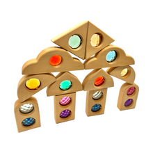 Load image into Gallery viewer, **Pre-order (Ships in 2-3 Weeks)**12 Pcs Rainbow Fairytale Window Blocks with Storage Tray