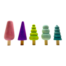 Load image into Gallery viewer, 10 Pcs STAINED Wooden Trees Set in Pastel/Macaron Colors